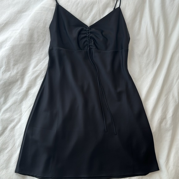 Dynamite Nia Mini Satin Dress Black - Picture 2 of 5